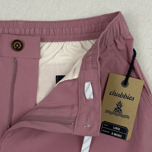 Chubbies Everywear Shorts Mens Large Pink 6” Inseam Performance Golf Pastel NWT - Picture 8 of 15